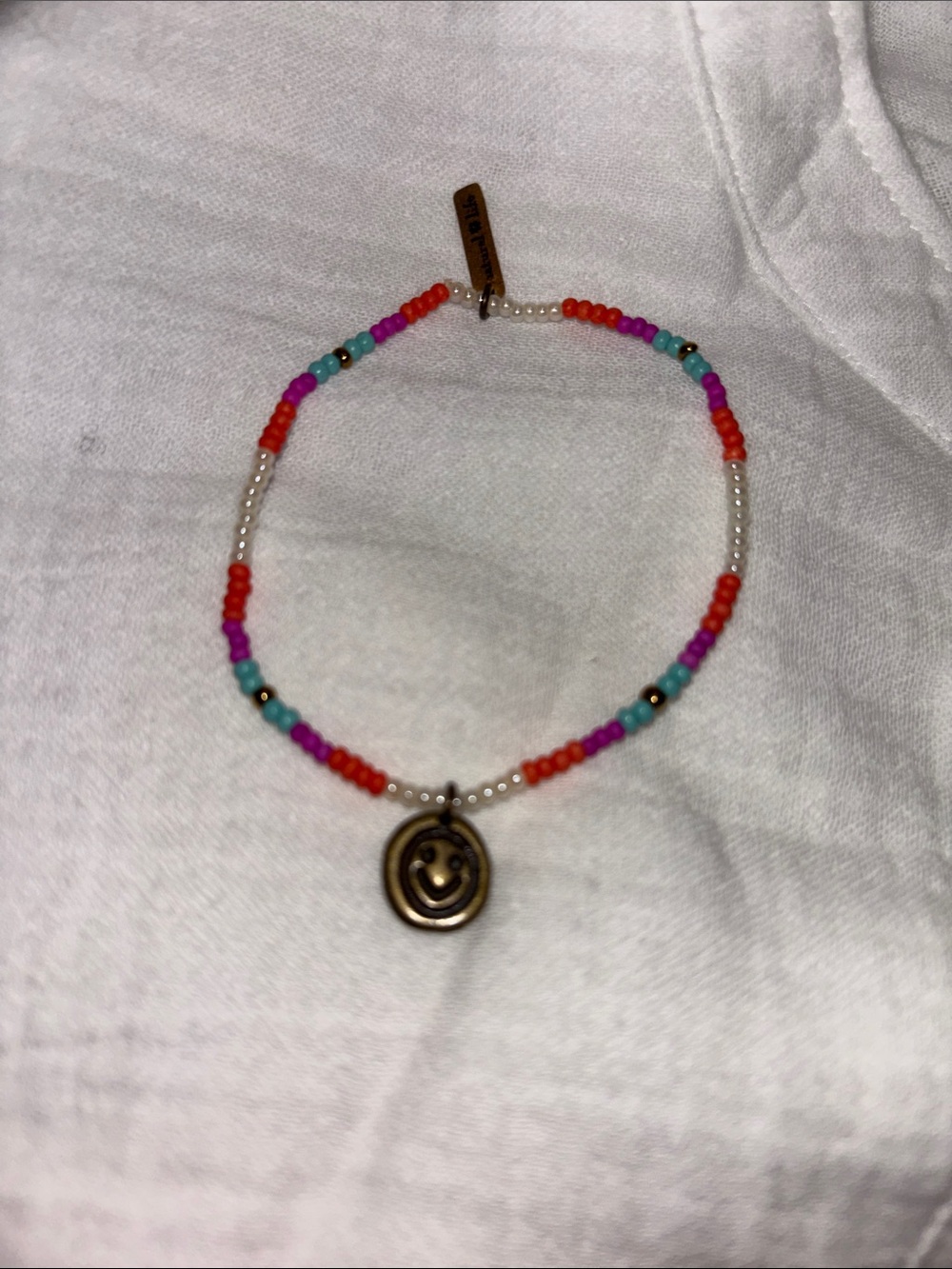 NATURAL LIFE Multicolor Beaded Smile Charm Necklace